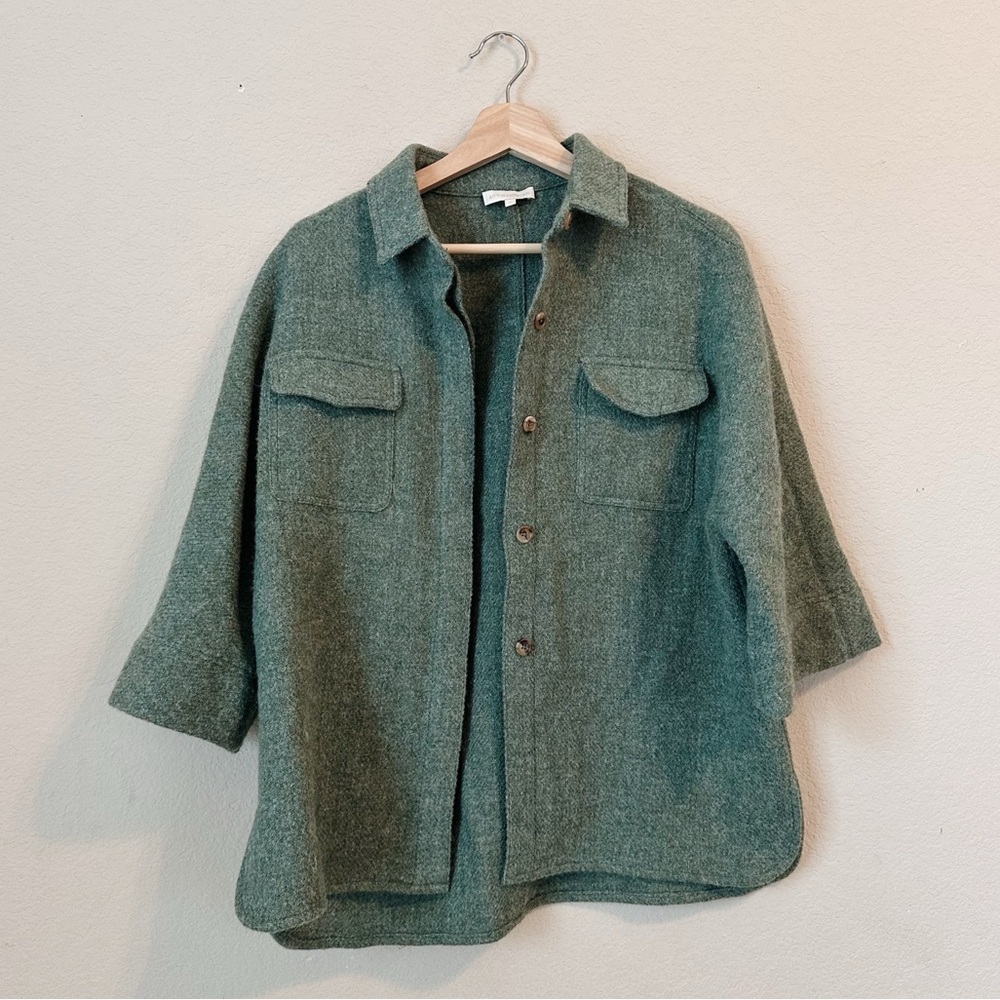 ANN MASHBURN Green Wool Button-Front Jacket